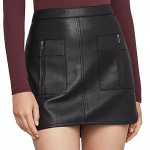 BCBG Black Faux Leather Mini Skirt w/ Pockets XS
